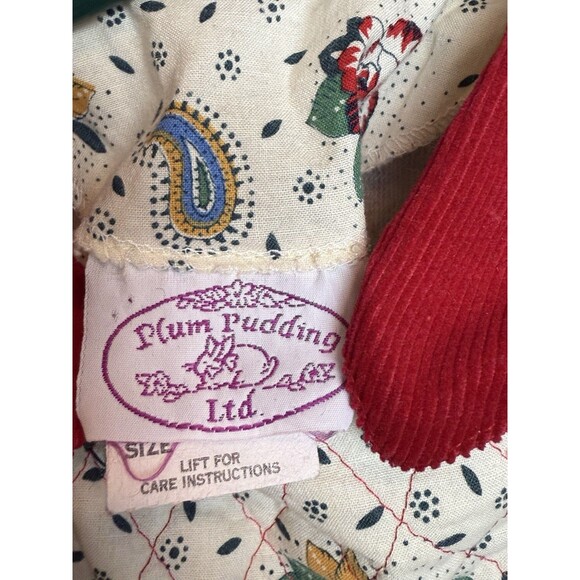 Vintage Plum Pudding Corduroy Dress w/Quilted Bodice - 6 - Picture 5 of 8